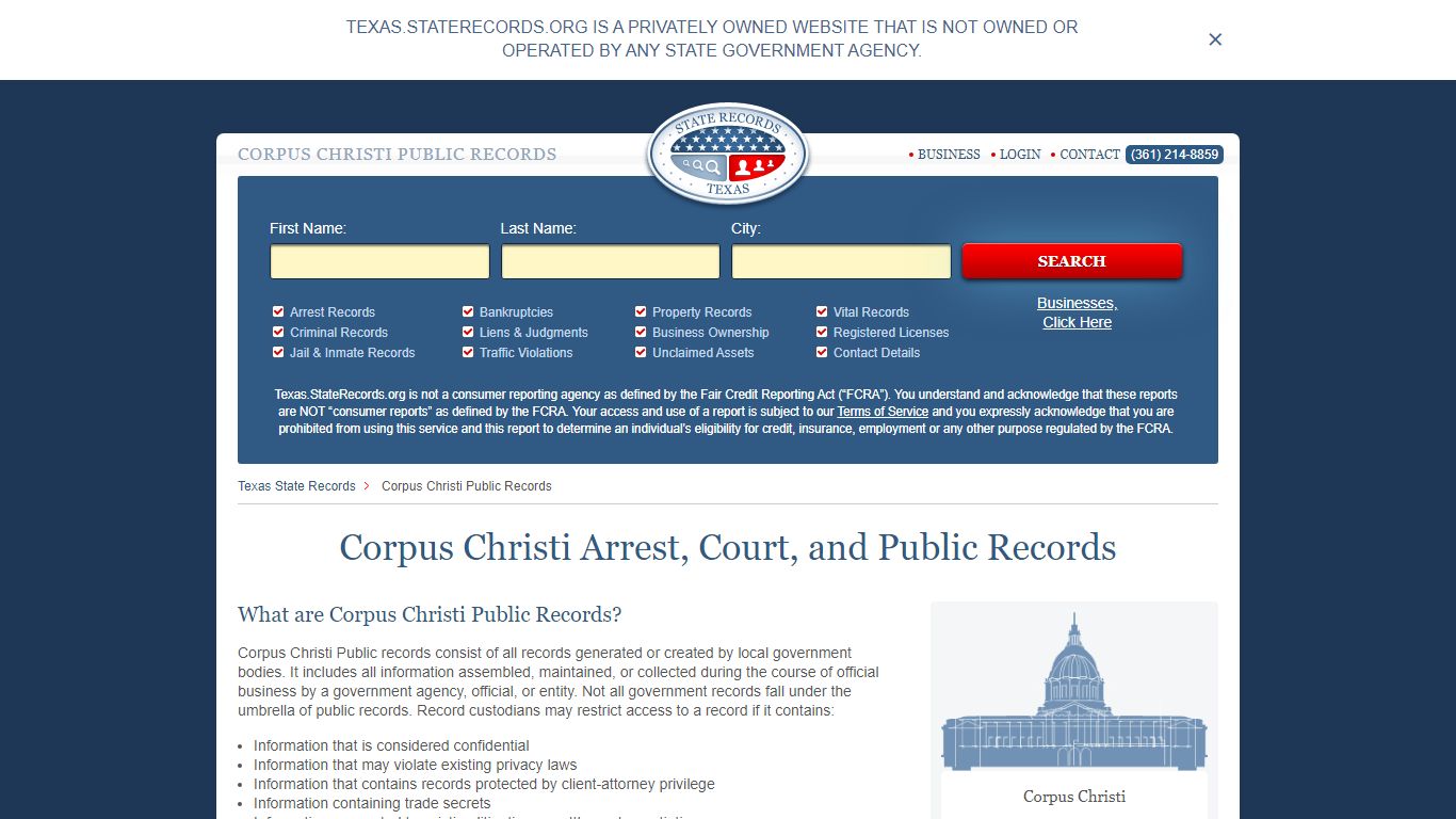 Corpus Christi Arrest, Court, and Public Records